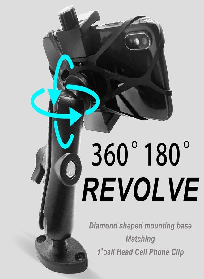 Sruim Phone Mount Holder with B Size 1" Ball Diamond Base & Double Socket Arm (Medium) for Car Boat Truck Motorcycle UTV ATV fit 4.7''-7.2'' Phone - Image 4