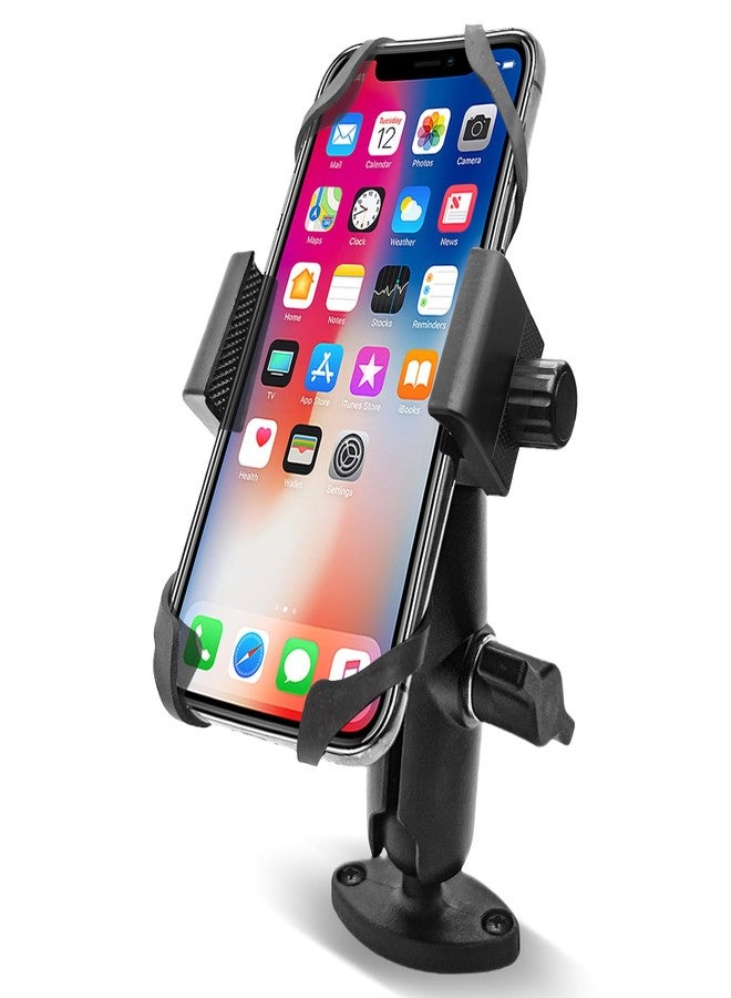 Sruim Phone Mount Holder with B Size 1" Ball Diamond Base & Double Socket Arm (Medium) for Car Boat Truck Motorcycle UTV ATV fit 4.7''-7.2'' Phone - Image 1