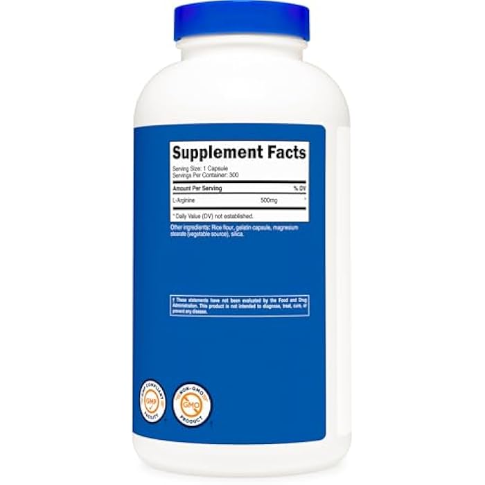 Nutricost L-Arginine 500mg, 300 Capsules - Gluten Free and Non-GMO - Image 5