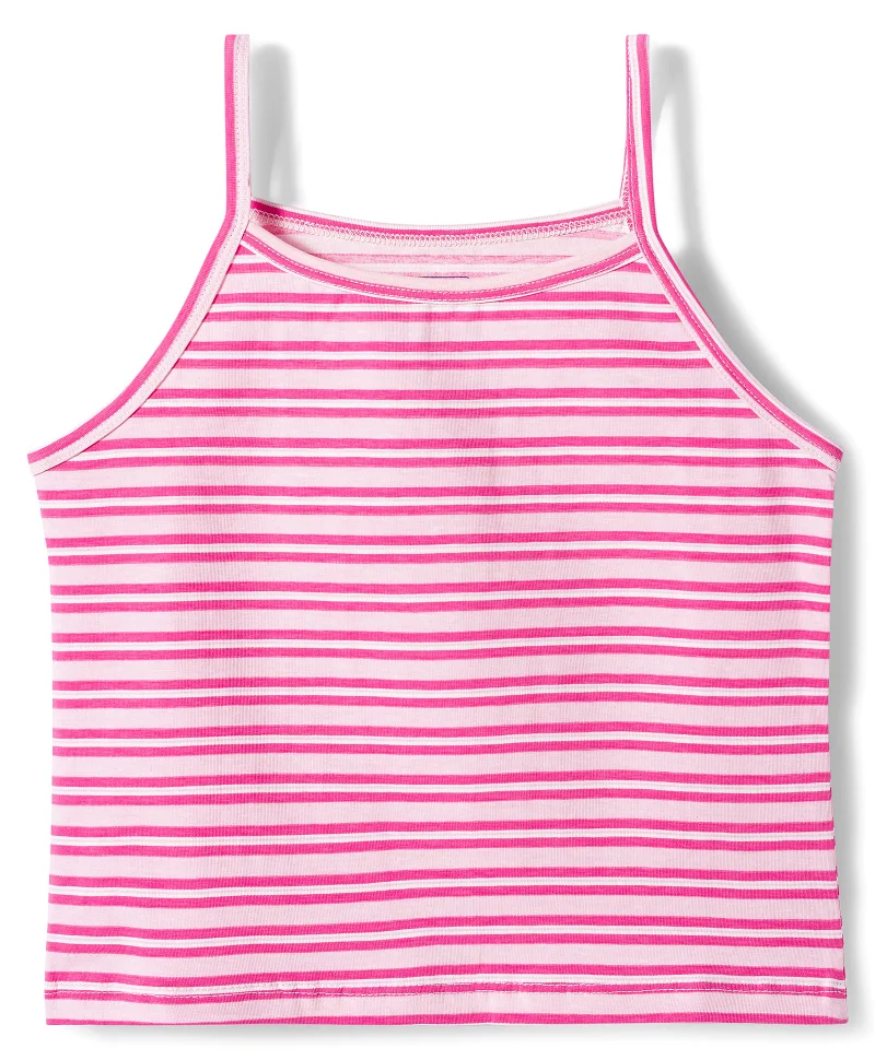 Pine Kids Pine Kids Cotton Lycra Sleeveless Slips With Stripes & Polka Dot Print Pack Of 3 - Multicolor