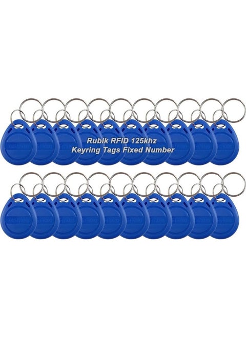 125Khz Rfid Key Tags, Fixed Unique Number Em4100 Tk4100 Chip Non-Writeable Proximity Key Chain For Access Control Systems Time Attendance Parking (20 Keychain, Blue)