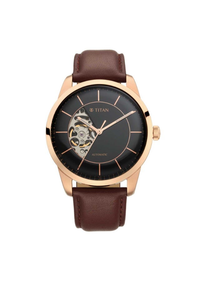 تيتان ساعة يد جلدية رقمية دائرية للرجال - Image 1