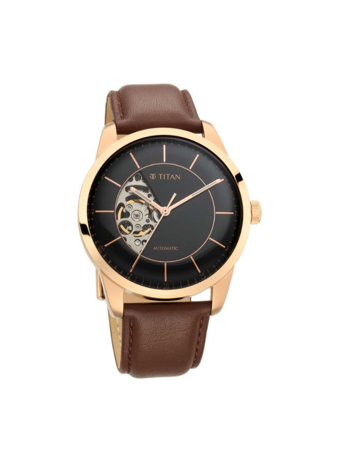 تيتان ساعة يد جلدية رقمية دائرية للرجال - Image 2