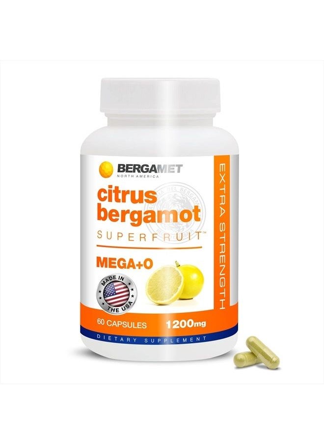 Citrus Bergamot Supplement, 170:1 Extract, 1200mg per Serving, 80% Polyphenols, Italian Citrus Bergamot Supplement for High Cholesterol, 120 Capsules, 2 Months, Made in The USA