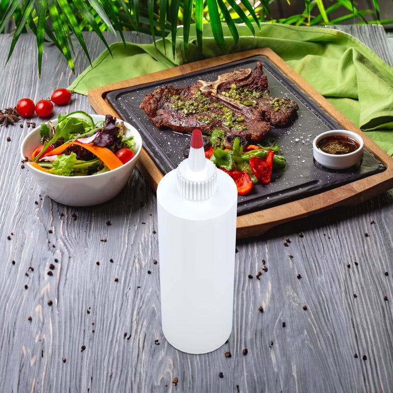 BRIGHTFROM Empty Squeeze Bottles 16 OZ 4 PACK Squirt Containers with Red Top BPA Free for Condiments Syrup Ketchup Sauces Dressing Oil Honey  Arts and Crafts  Leak Proof  Kitchen - Image 4