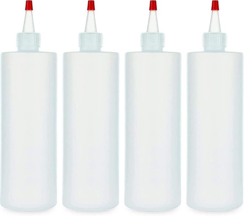 BRIGHTFROM Empty Squeeze Bottles 16 OZ 4 PACK Squirt Containers with Red Top BPA Free for Condiments Syrup Ketchup Sauces Dressing Oil Honey  Arts and Crafts  Leak Proof  Kitchen - Image 1