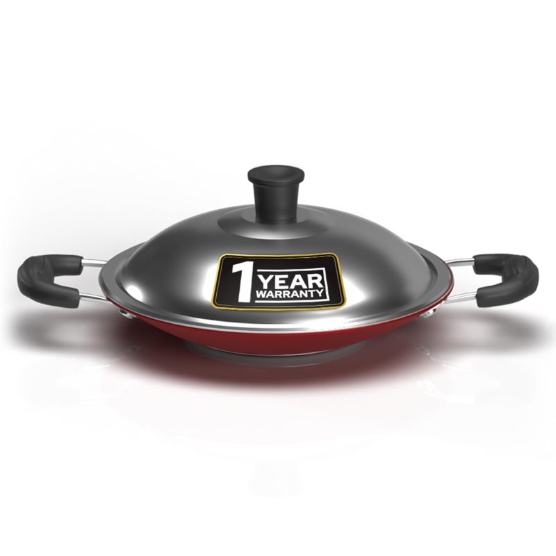 Impex Impex Premium Nonstick Aluminium Appachatty 20 cm, 3 Layer Cookware, High Grade Non Stick Coating Appam Maker, 1 Year Warranty (Maroon) - Image 1