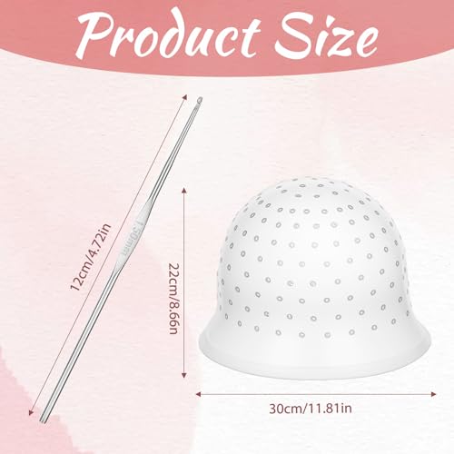 LIQWEI Punched Silicone Highlight Hair Cap with Needle Professional Reusable Highlighting Poked Hole Caps with Hooks for Color Hair Salon Hairdressing Dyeing Staining Tools for Women Men - Image 3