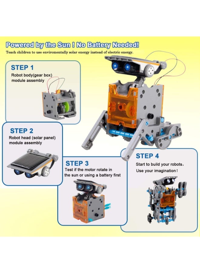 حديقة الألعاب 12 في 1 ألعاب روبوتية تعمل بالطاقة الشمسية لتعليم العلوم والرياضيات والهندسة والرياضيات للأطفال، مجموعة بناء إبداعية تعمل بالطاقة الشمسية للأولاد والبنات من سن 8 إلى 12 عامًا، هدية مشروع هندسة الروبوتات التعليمية للتعلم، لعبة نشاط تجميع عملي - Image 2