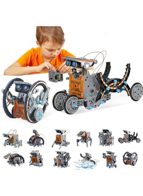12-in-1 STEM Education DIY Solar Robot Toys Building Science Kits for Kids, Creative Solar-Powered Construction Set for Boys & Girls Ages 8-12, Educational Robotics Engineering Project Gift for Learning, Hands-On Assembly Activity Toy