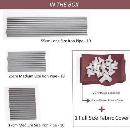 ROBMOB® 4 Tier Metal Shoe Rack with Embossed Fabric Cover & Roll-Up Door | Space Saving Collapsible Shoe Organizer Cabinet for Home, Office, PG & Outdoor Use | Dustproof Storage Stand (Black) - Image 4