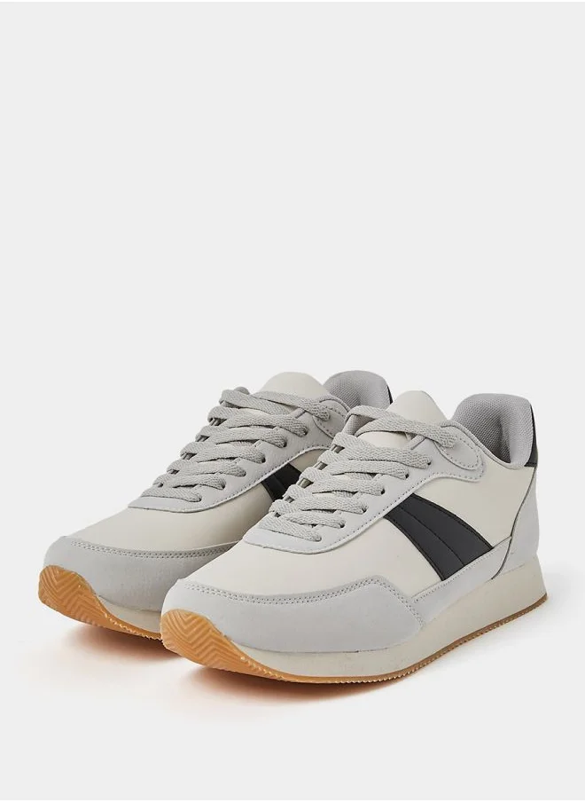 Styli Contrast Suede Upper Elevated Sneakers