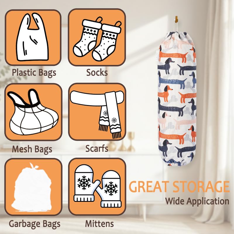 TOGETRUE Plastic Bag Holder, Cute Grocery Bag Holder for Plastic Bags, Wall Mount Bags Dispenser for Home Kitchen Decor (Dog) - Image 5