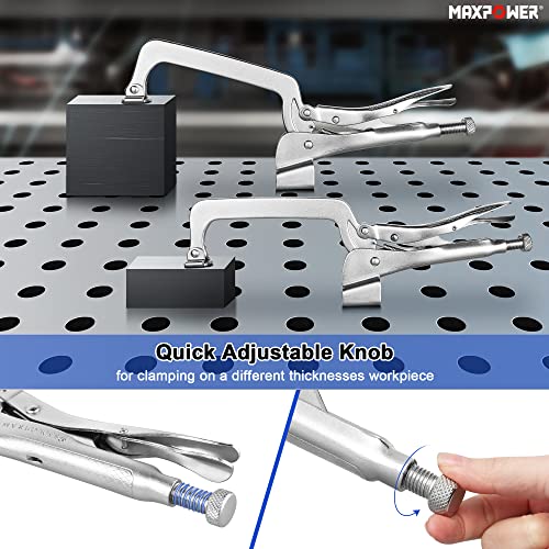 MAXPOWER Bench Clamp 14-inch, Inserta Pliers with M8 Bolts, Welding Table Locking Clamps, Pack of 2 - Image 2