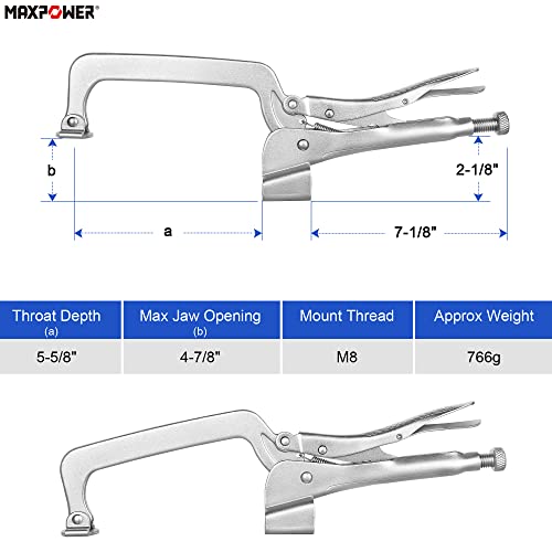 MAXPOWER Bench Clamp 14-inch, Inserta Pliers with M8 Bolts, Welding Table Locking Clamps, Pack of 2 - Image 3