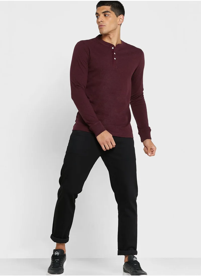 Superdry Grandad Collar Neck T-Shirt