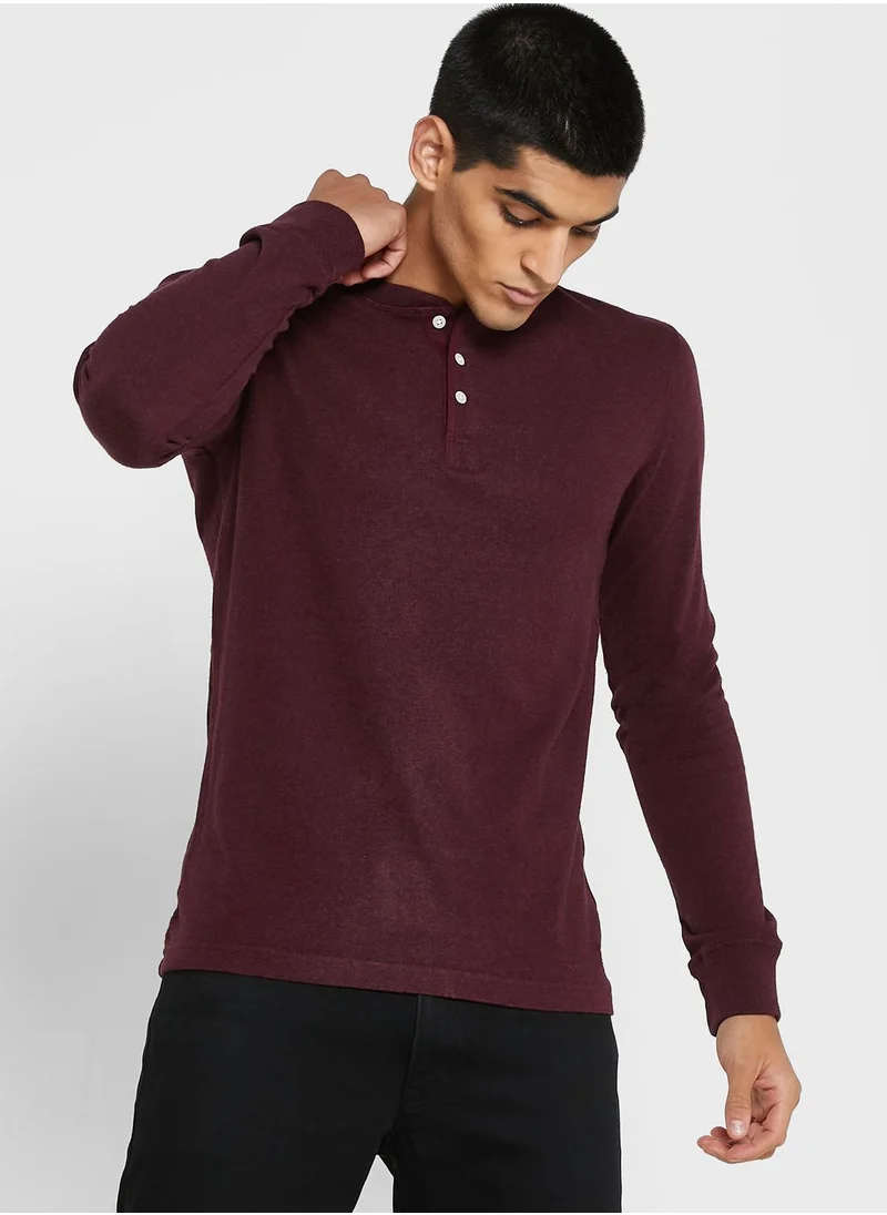 Superdry Grandad Collar Neck T-Shirt