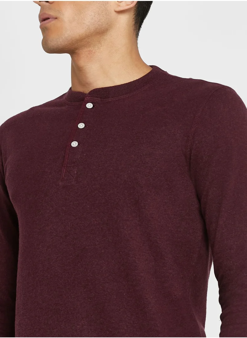 Superdry Grandad Collar Neck T-Shirt