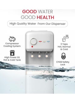 Generic Top Loading Water Dispenser with 3 Taps Hot, Normal, Cold – Stainless Steel Tank, Compressor Cooling, Built-in Refrigerator – Energy Efficient Water Cooler for Home & Office  - Image 3