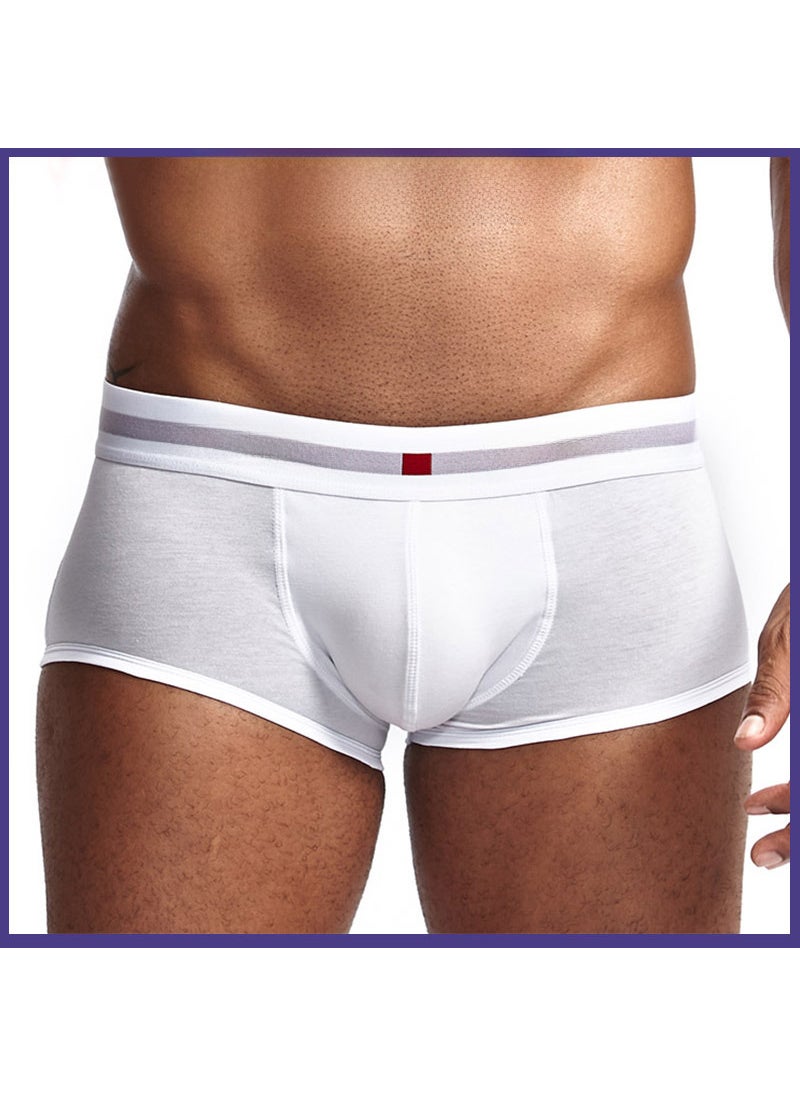 Spot wholesale LANVIBUM mens underwear youth U convex low waist cotton boxers solid color large size mens underpants Light Blue