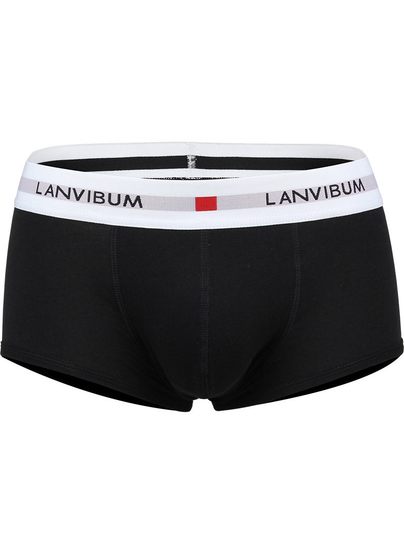 Spot wholesale LANVIBUM mens underwear youth U convex low waist cotton boxers solid color large size mens underpants Light Blue