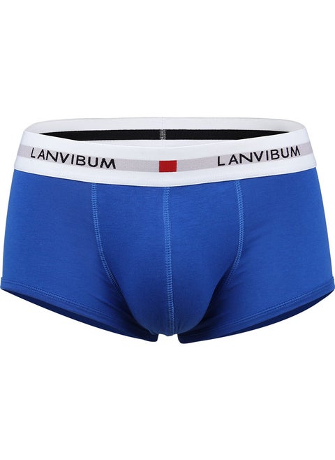 Spot wholesale LANVIBUM mens underwear youth U convex low waist cotton boxers solid color large size mens underpants Light Blue