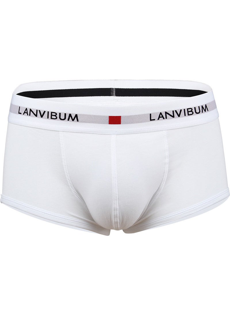 Spot wholesale LANVIBUM mens underwear youth U convex low waist cotton boxers solid color large size mens underpants Light Blue