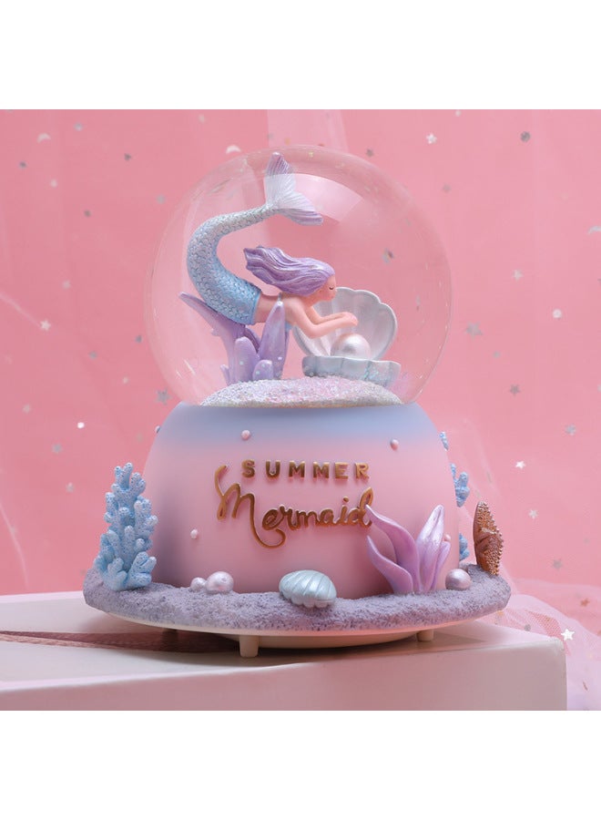 Dream Girl Heart Castle Girl Snowflake Crystal Ball Rotating Music Box Music Box Children Girl's Birthday Gift-Color:Powder Skirt Music + Colored Lights + Automatic Snow + Inner Rotating Large 10*15cm  - Image 4