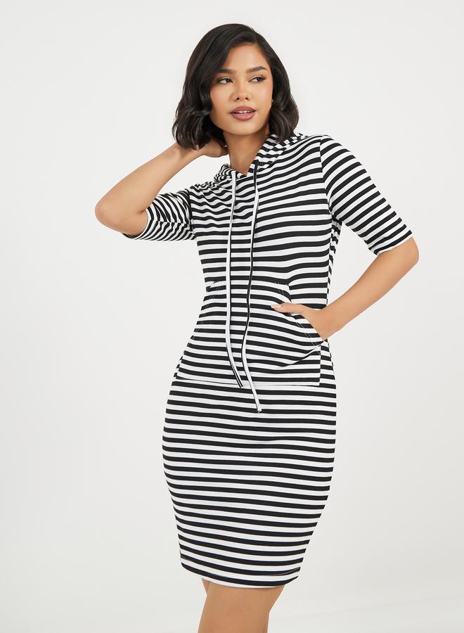 Aria Romance Striped Hoodie Dress  - Image 1