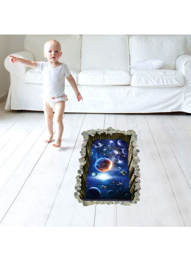 NIBEMINENT 3D Galaxy Planet Wall Sticker Blue/Grey/Orange 60x90centimeter 