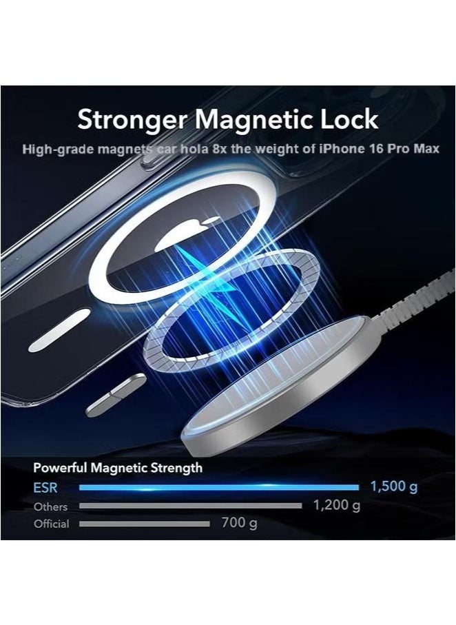 iPhone 16 Pro Max Magnetic Clear Case | Anti-Yellowing & Scratch-Resistant | Shockproof with Air Guard Corners | Strong MagSafe Compatible Case