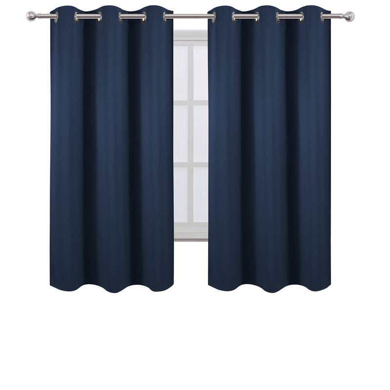 LEMOMO Navy Blue Blackout Curtains 40 x 63 Inch Length/Set of 2 Curtain Panels/Thermal Insulated Room Darkening Blackout Curtains for Bedroom - Image 2