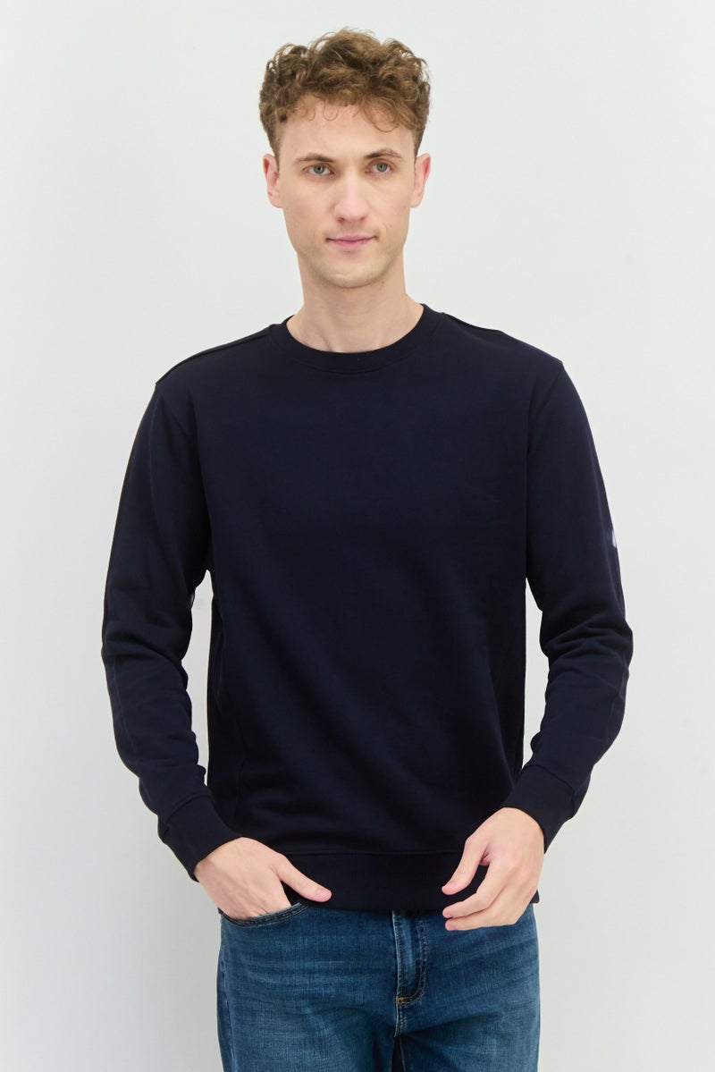 Sorbino Men Crew Neck Solid Long Sleeve Sweatshirts, Navy  - Image 1