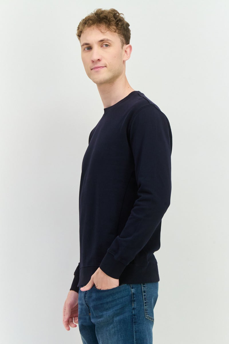 Sorbino Men Crew Neck Solid Long Sleeve Sweatshirts, Navy  - Image 2