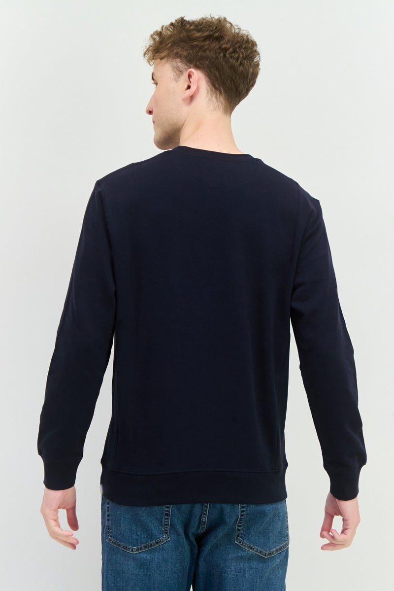 Sorbino Men Crew Neck Solid Long Sleeve Sweatshirts, Navy  - Image 3