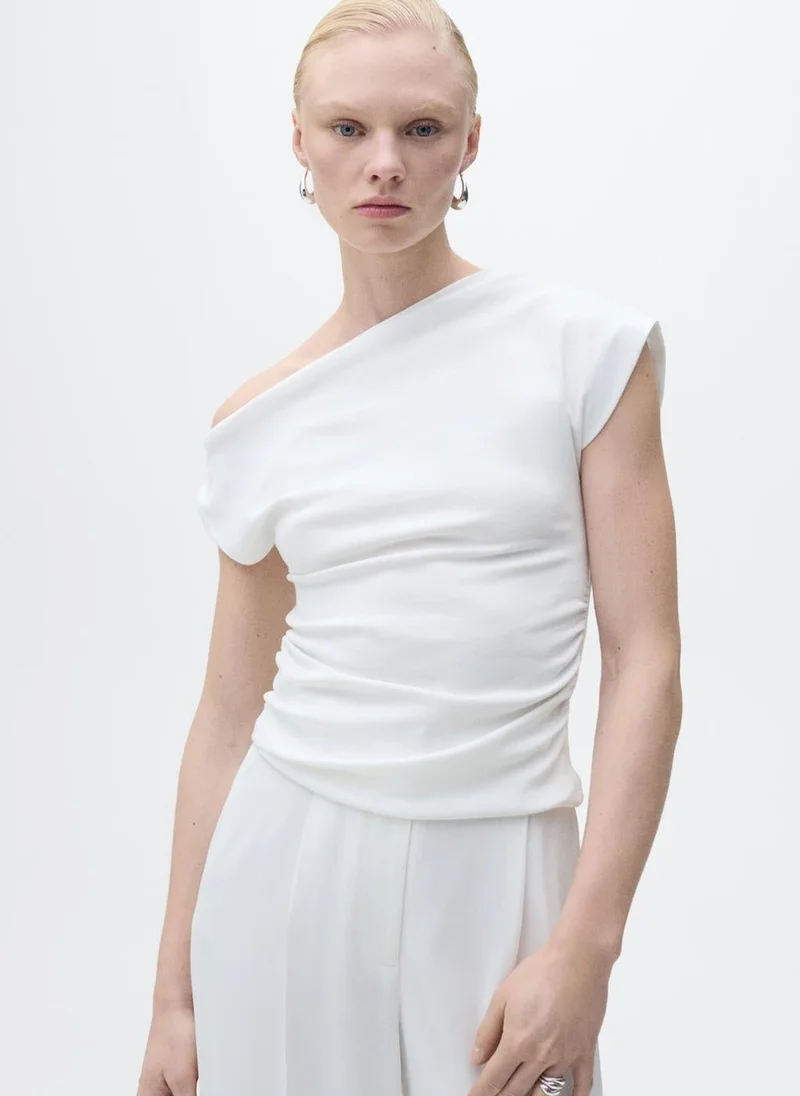 MANGO Casual Asymmetrical Linen Top