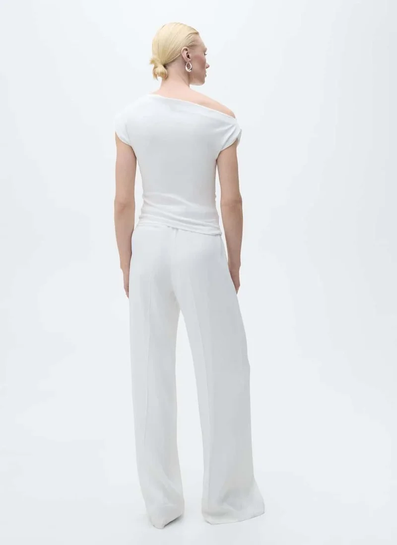 MANGO Casual Asymmetrical Linen Top