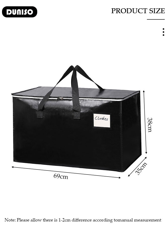 DUNISO Large Moving Bags, Storage Bag with Reinforced Handles and Double Zippers, Water Resistant Foldable Storage Totes Clothes Organizer for Travelling, Moving, Camping Packing Storing College Dorms  - Image 2