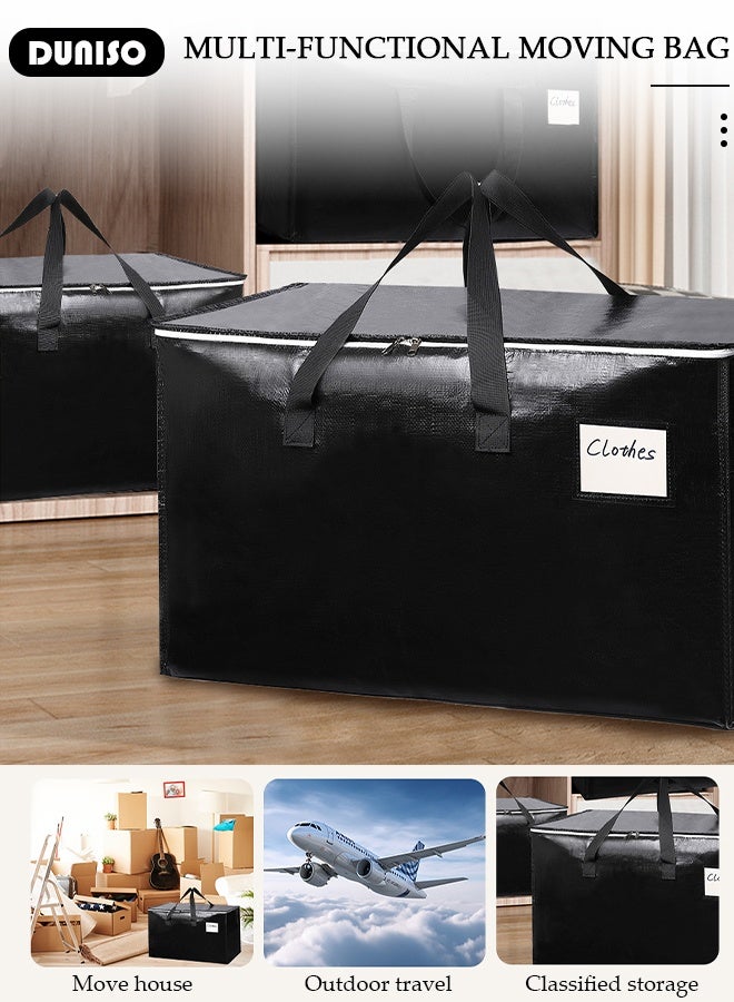 DUNISO Large Moving Bags, Storage Bag with Reinforced Handles and Double Zippers, Water Resistant Foldable Storage Totes Clothes Organizer for Travelling, Moving, Camping Packing Storing College Dorms  - Image 4