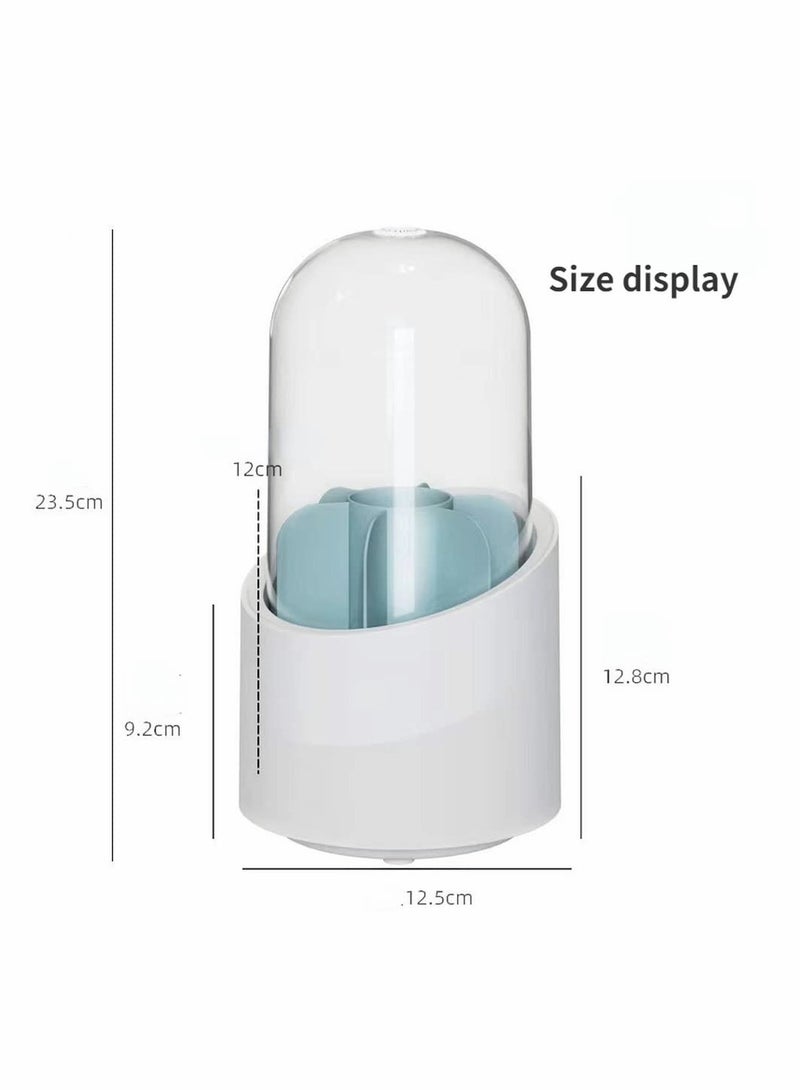 KASTWAVE Makeup Brush Holder, 360 Rotating Makeup Organizer, Clear Makeup Display Cases Organizer for Vanity Organizers Brush Storage (Blue) - Image 5