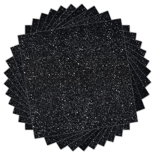 HTVRONT Black Glitter HTV Heat Transfer Vinyl11 Pack 12x10 Iron On Vinyl for TShirtsBlack HTV Glitter Vinyl Compatible with Cricut Silhouette Heat Press - Image 1