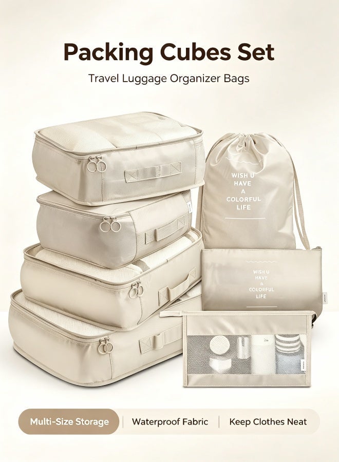 No branded Travel Luggage Packing Cubes Organizer Set, 7-Piece, Waterproof & Portable - Image 1