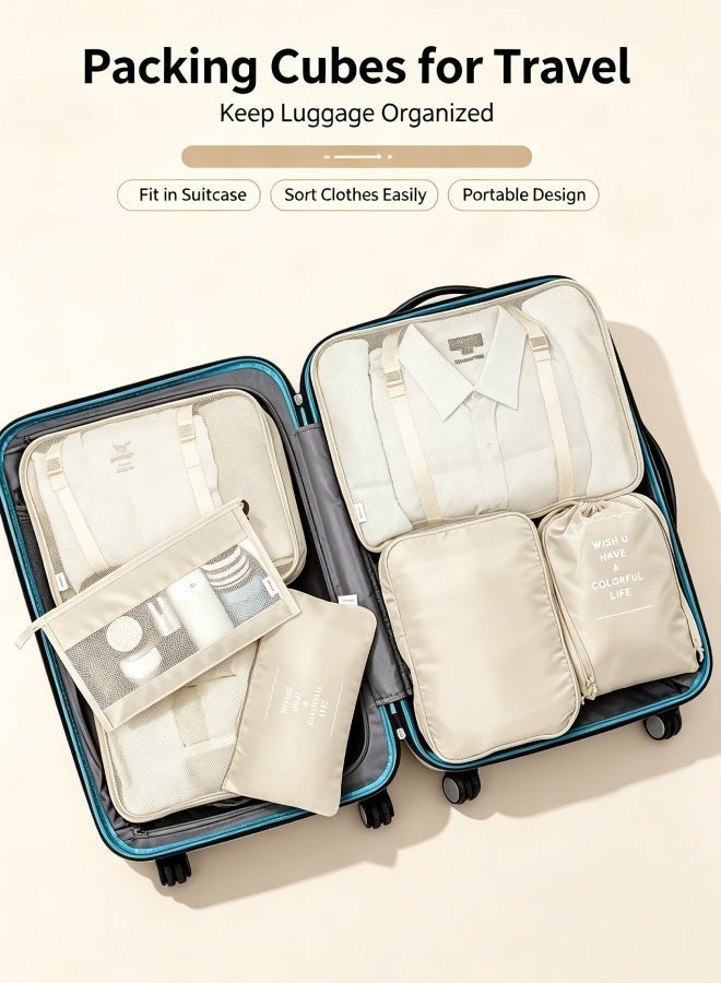 No branded Travel Luggage Packing Cubes Organizer Set, 7-Piece, Waterproof & Portable - Image 2