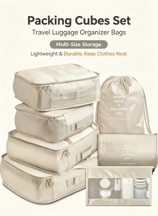 No branded Travel Luggage Packing Cubes Organizer Set, 7-Piece, Waterproof & Portable - Image 3