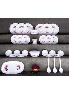 N M Z N M Z ABS Plastic Flower Designer Dining Tableware 32 Pcs Dinner Set Multi Design, Multicolor 1 Pcs  - Image 2