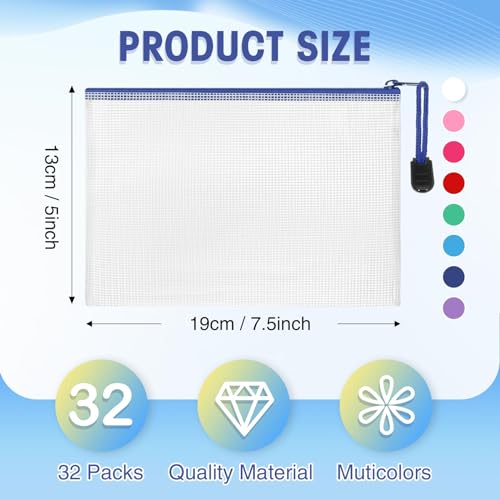 Jetec 32 Pcs Mesh Zipper Bags Toy Storage Bikini Organizer Bag Bolsas Para Guardar Trajes De Bano Waterproof Zipper Reusable Pouch Puzzle Multipurpose for Storage OfficeClassic Color75 x 5 Inch - Image 3