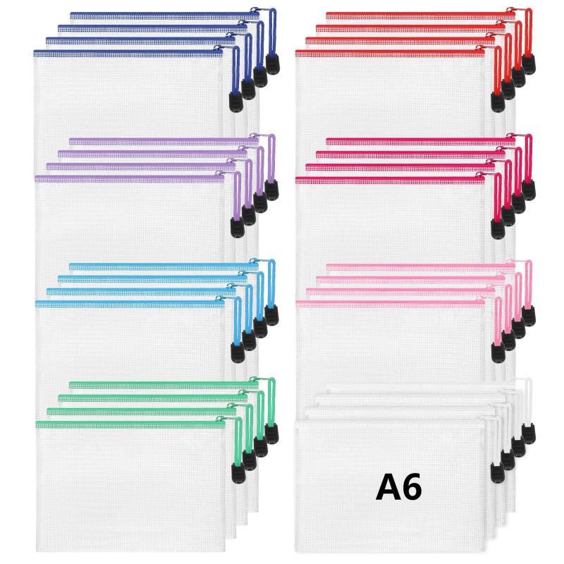 Jetec 32 Pcs Mesh Zipper Bags Toy Storage Bikini Organizer Bag Bolsas Para Guardar Trajes De Bano Waterproof Zipper Reusable Pouch Puzzle Multipurpose for Storage OfficeClassic Color75 x 5 Inch - Image 2