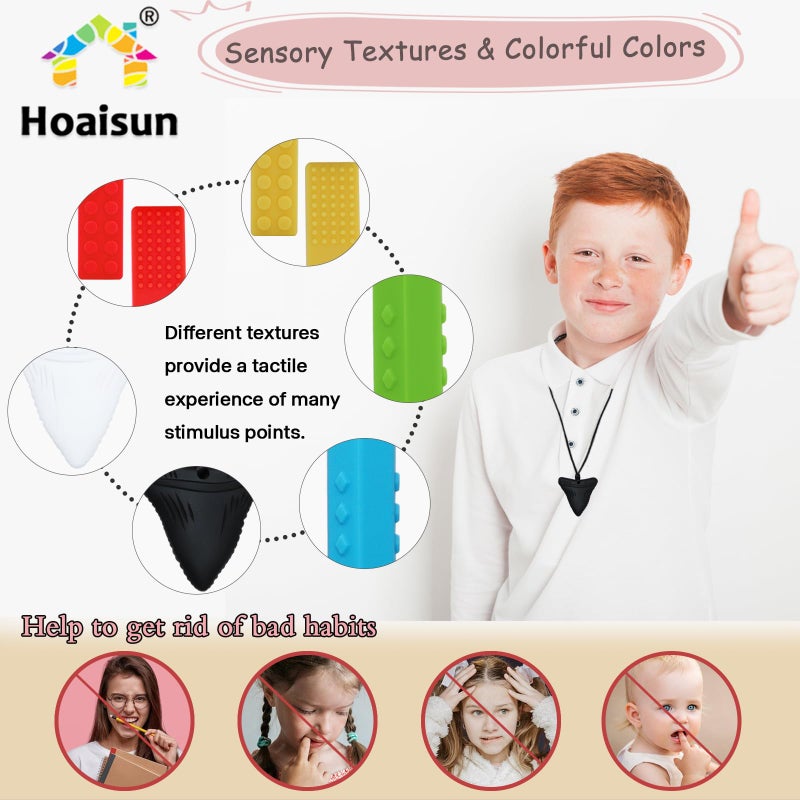 Hoaisun Chewy Necklaces for Sensory Kids, 6 Pack Chew Necklaces for Sensory Boys and Girls with Autism, ADHD, SPD, Chewing, Biting, Silicone Oral Sensory Chew Teething Toys for Adults Reduce Anxiety Fidget - Image 3
