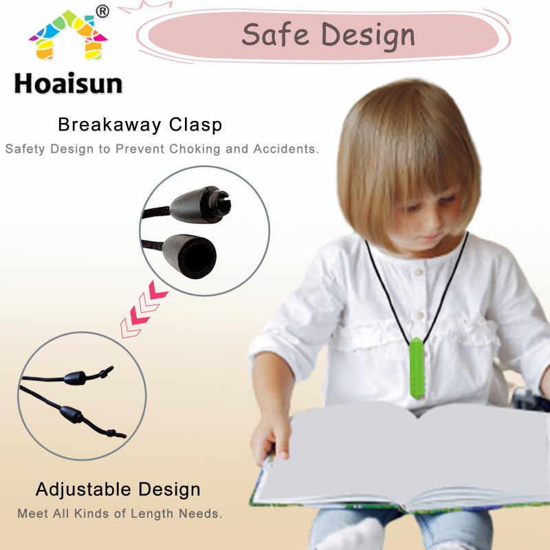 Hoaisun Chewy Necklaces for Sensory Kids, 6 Pack Chew Necklaces for Sensory Boys and Girls with Autism, ADHD, SPD, Chewing, Biting, Silicone Oral Sensory Chew Teething Toys for Adults Reduce Anxiety Fidget - Image 5