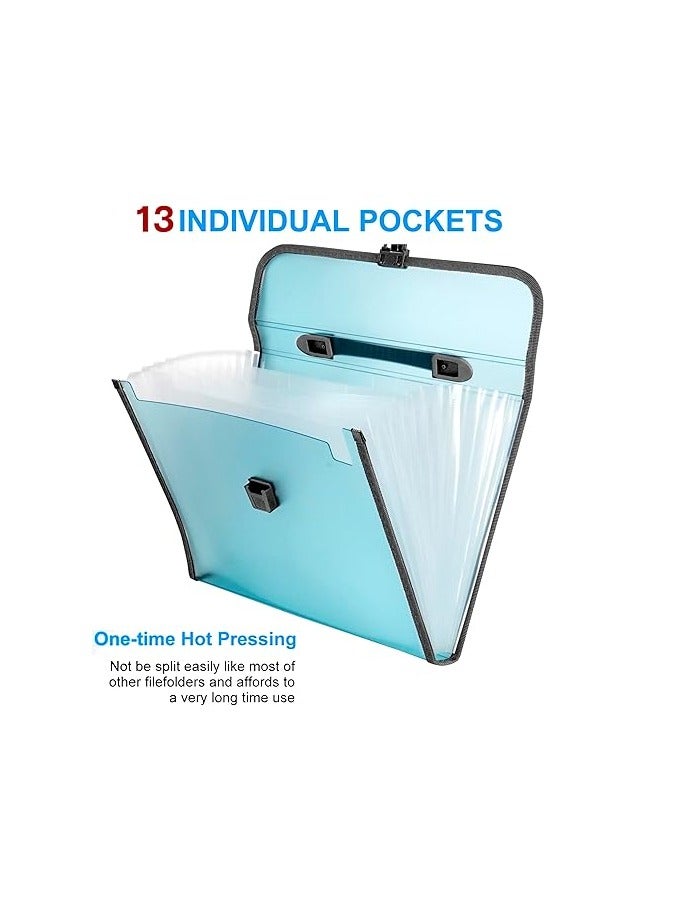 TRANBO 13 Pockets Expanding File Folder, A4/Letter Size Document Organizer with Handle & Buckle Closure, Accordion Filing Box for Paper Bill Receipt Documents for school office home - Image 4